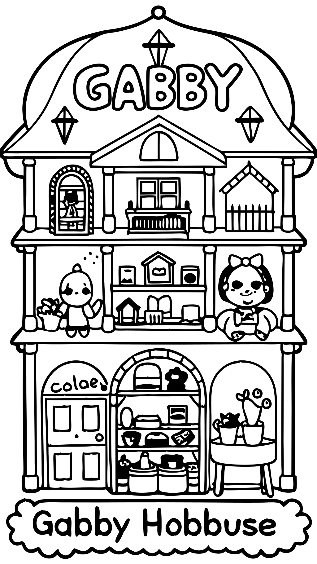 coloriage de maison de poupée de Gabby